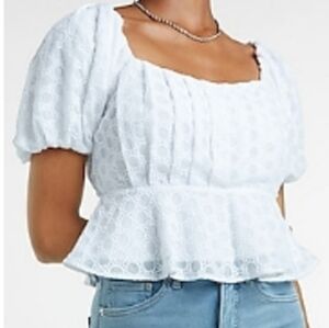 NWT Embroidered Off The Shoulder Peplum Top